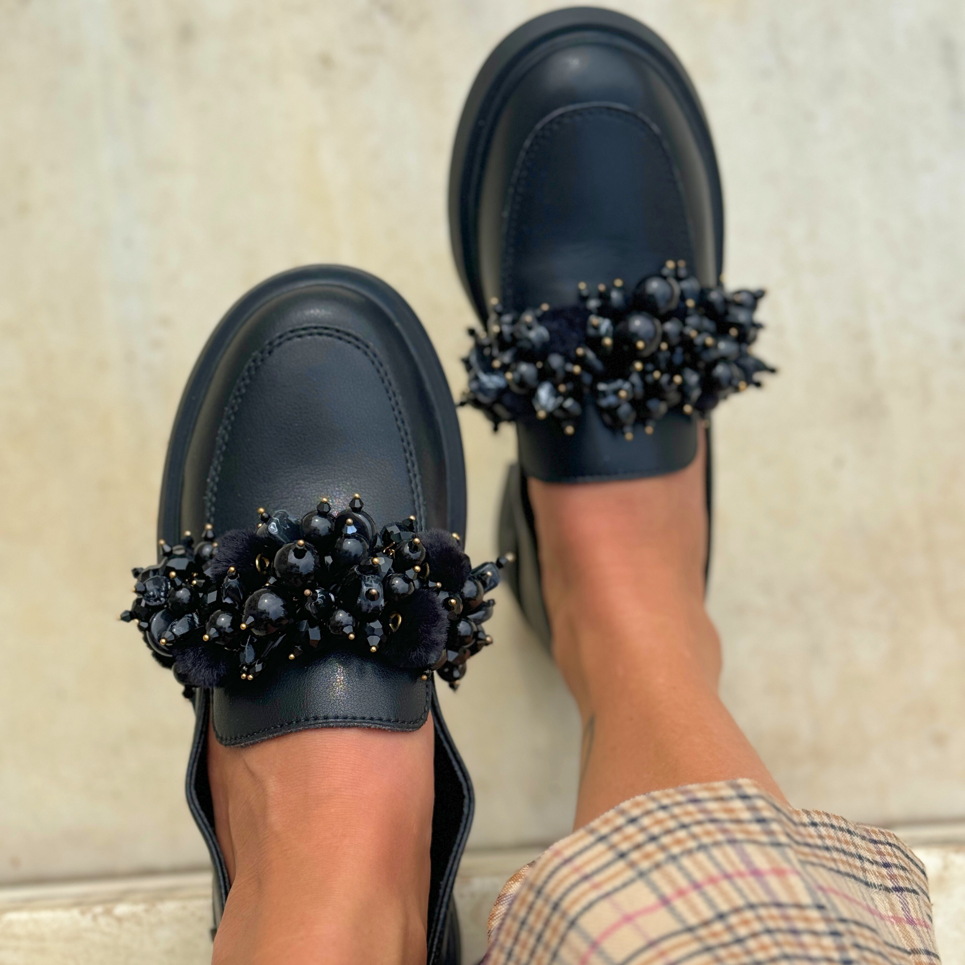 Black on Black Loafers - Sandalea