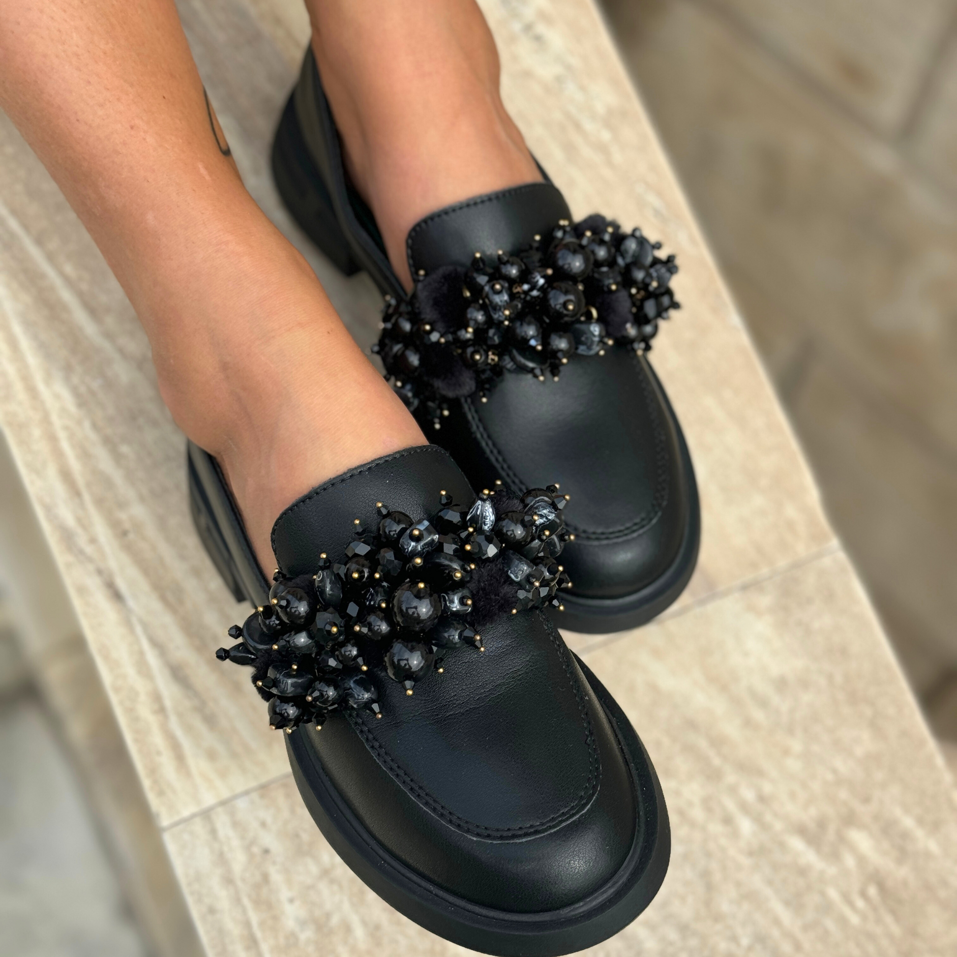 Black on Black Loafers - Sandalea