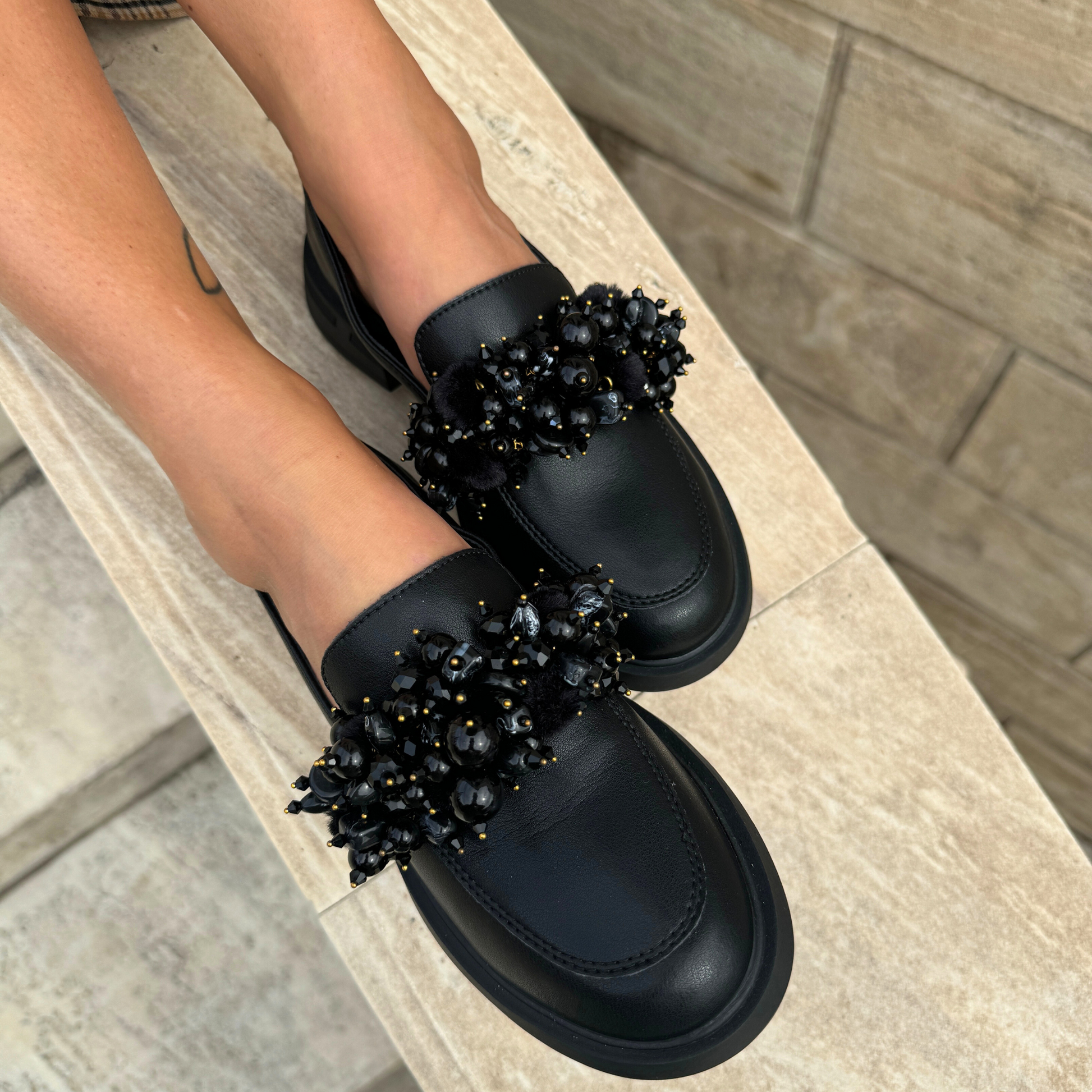 Black on Black Loafers - Sandalea