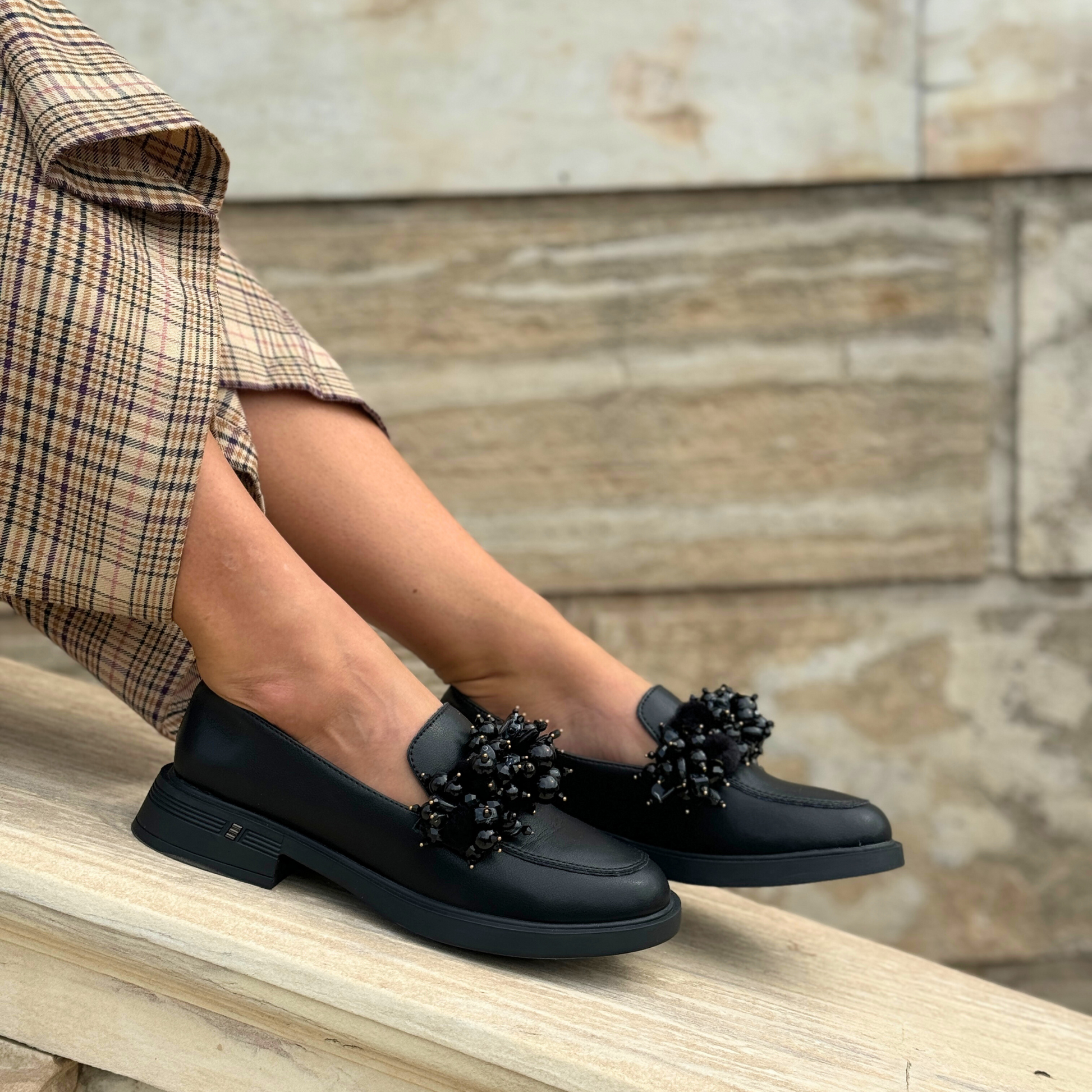 Black on Black Loafers - Sandalea